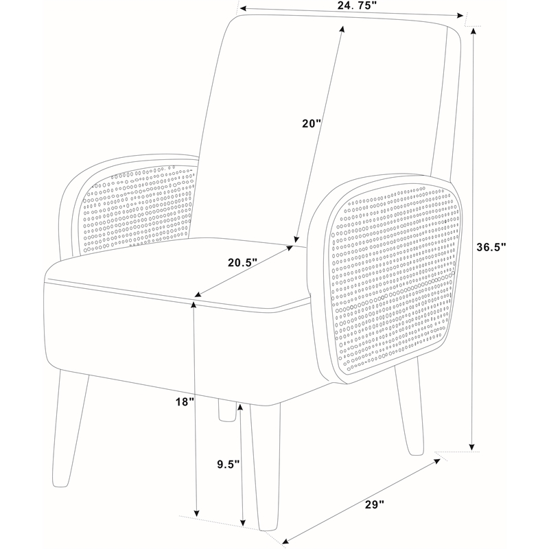 Partner Furniture Faux Leather Fabric Demarest Accent Chair in Brown Color