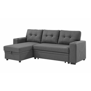 Partner Furniture Linen Fabric Convertible Sectional in Dark Gray