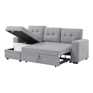 Partner Furniture Linen Fabric Convertible Sectional in Light Gray