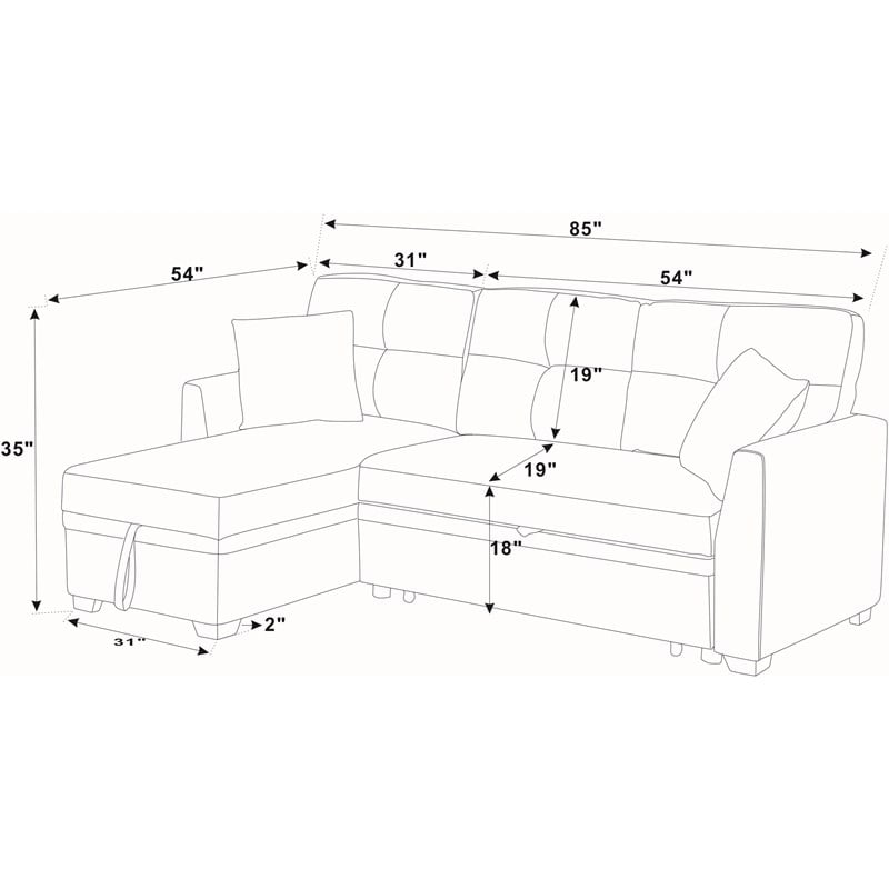 Partner Furniture Barrientez 85''Linen Blend Fabric Upholstered Sleeper Sofa