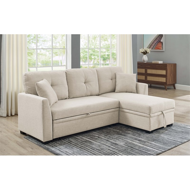 Partner Furniture Barrientez 85''Linen Blend Fabric Upholstered Sleeper Sofa