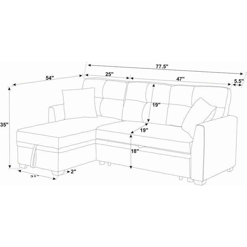 Partner Furniture Barrientez 85''Linen Blend Fabric Upholstered Sleeper Sofa