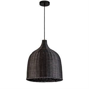 ele light & decor reely single light bamboo and rattan pendant light in black
