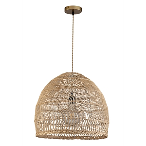 ele light & decor aura bamboo and rattan large dome pendant light in brown