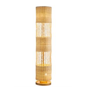 ele light & decor 3-light bamboo and rattan cylinder floor lamp in beige