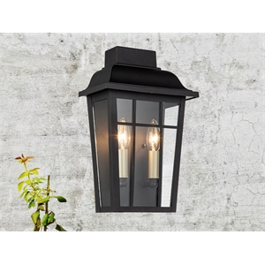 ellington transitional 2-light outdoor wall lantern 14-in matte black