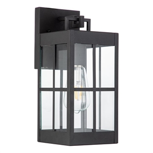 amara transitional outdoor wall sconces 13-in clear glass matte black