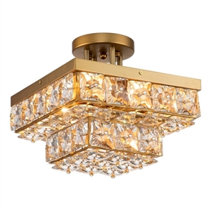 adeline gold crystal semi-flush mount chandelier