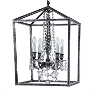 alena 4-light crystal foyer lantern chandelier antique black