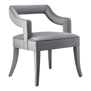 TOV Furniture 19.7&quot Transitional Velvet Upholstered Dining Chair in Gray