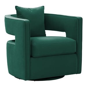 TOV Furniture Kennedy 17.8&quot Transitional Fabric Swivel Accent Chair in Green