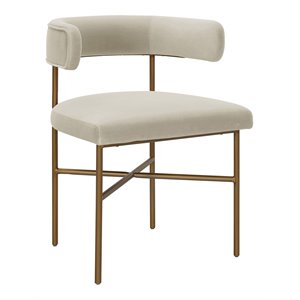 TOV Furniture Kim 19.7&quot Transitional Velvet Dining Chair in Gray/Gold