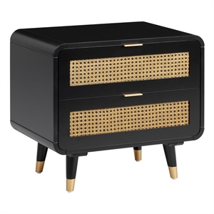 TOV Furniture Christine 24.8&quotH Mid-Century Wood Nightstand in Black
