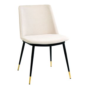 TOV Furniture Evora 18.8&quot Mid-Century Velvet Dining Chairs in Cream (Set of 2)