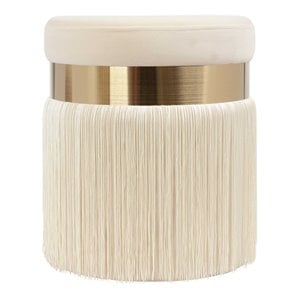 TOV Furniture Melody 16.3&quotH Transitional Velvet and MDF Ottoman in Cream