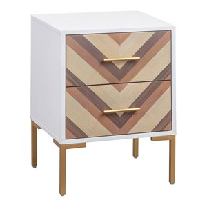 tov furniture quinn transitional wood nightstand in brass