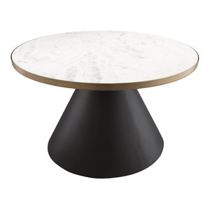 TOV Furniture Richard 16.5&quotH Transitional Marble Coffee Table in White