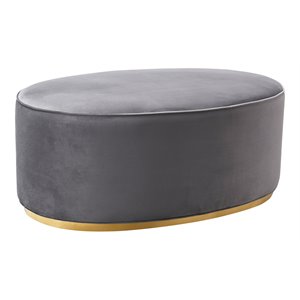 TOV Furniture Scarlett 18.5&quotH Contemporary Velvet Ottoman in Gray/Gold