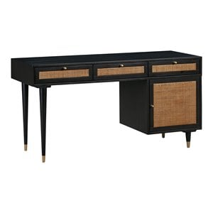 TOV Furniture Sierra 31.7&quotH Modern Wood Desk in Black/Antique Brass