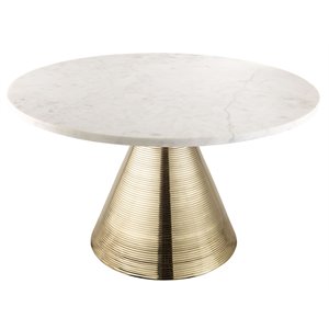 TOV Furniture Tempo 17.5&quotH Transitional Marble Coffee Table in White