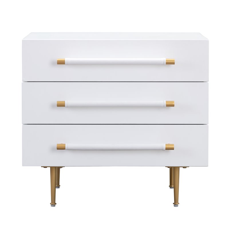 Trident White Acacia Wood Nightstand