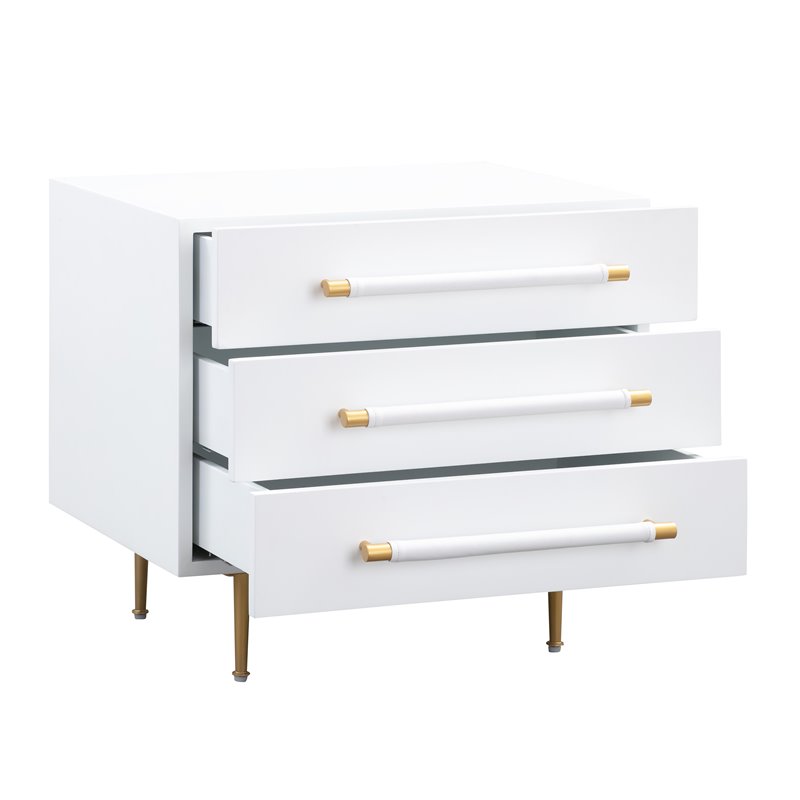 Trident White Acacia Wood Nightstand