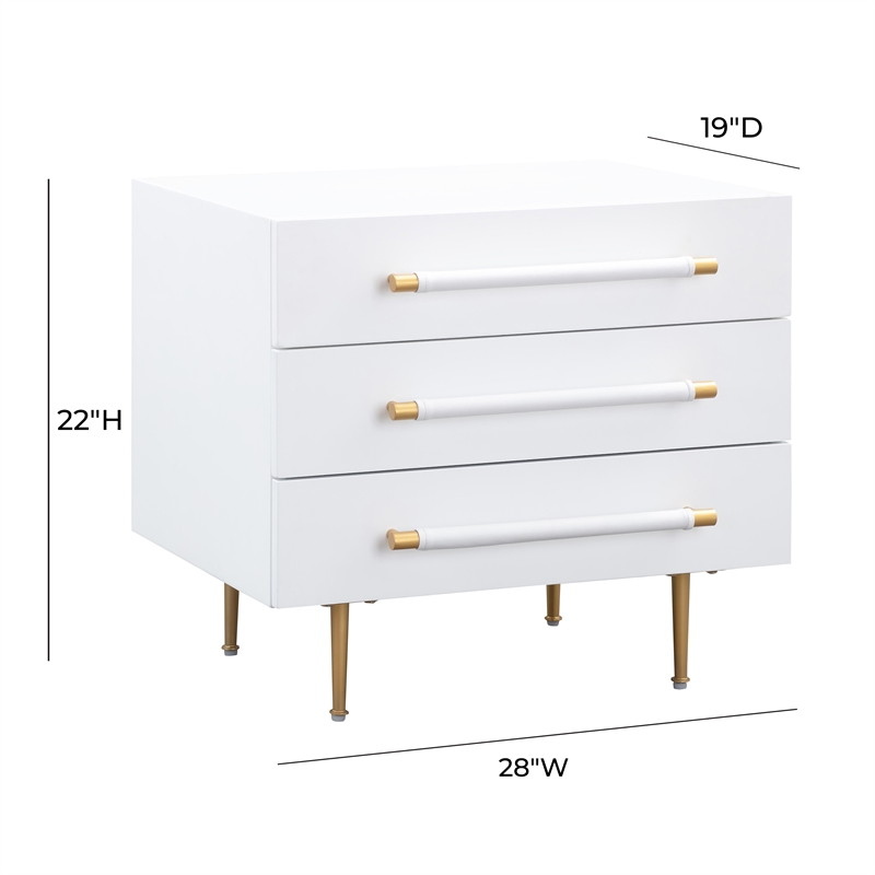 Trident White Acacia Wood Nightstand