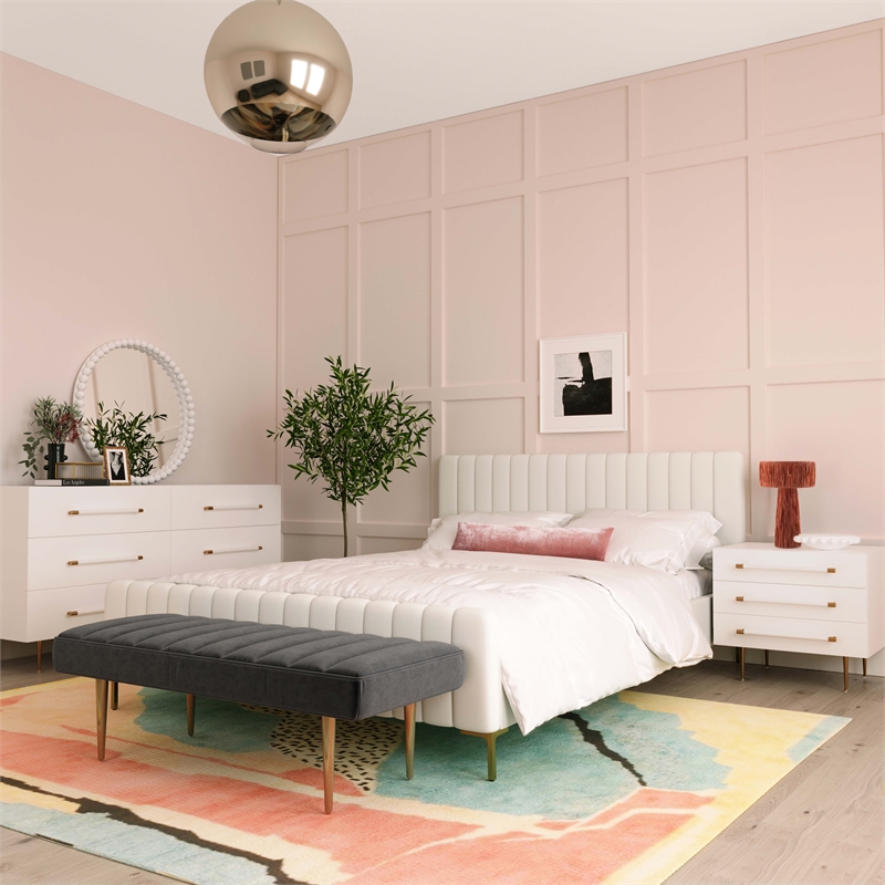 Trident White Acacia Wood Nightstand