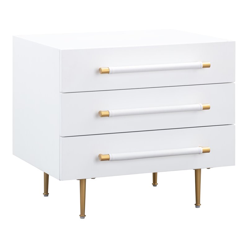 Trident White Acacia Wood Nightstand