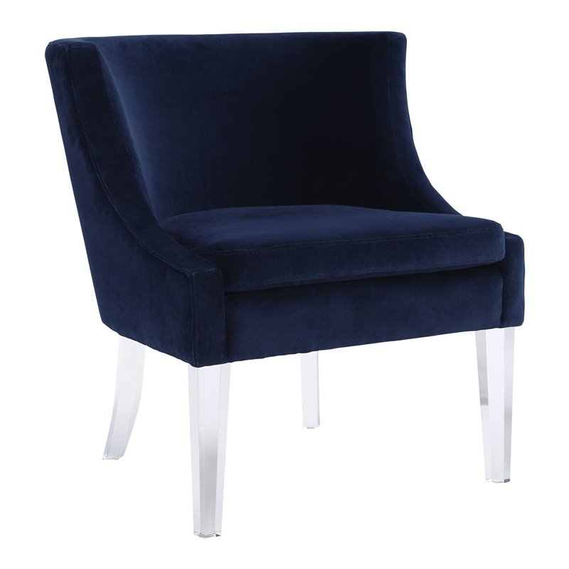 TOV Furniture Myra 18.5" Transitional Velvet Accent Chair in Blue