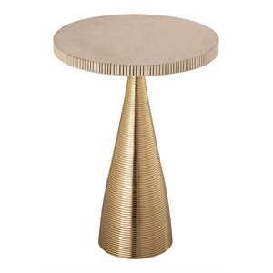 TOV Furniture Celeste 21&quotH Transitional Aluminum and Stone Side Table in Gold