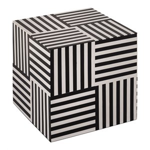 TOV Furniture Cube 15&quotH Transitional MDF Wood Side Table in Black/White