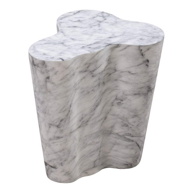 Slab White Marble Short Side Table