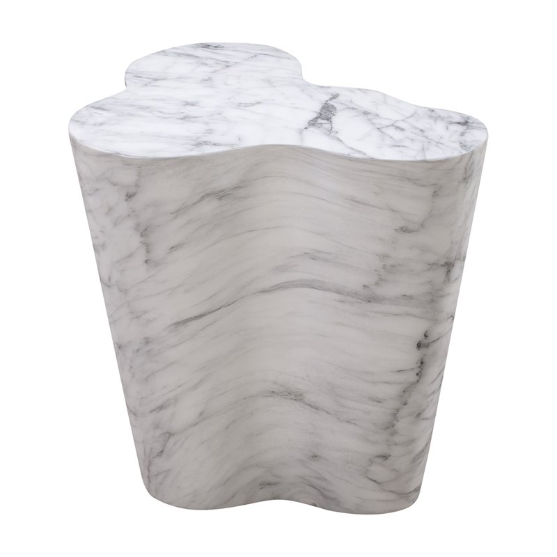 Slab White Marble Tall Side Table