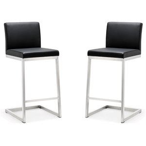 TOV Furniture Parma 26&quot Contemporary Fabric Counter Stools in Black (Set of 2)
