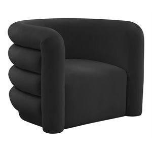 TOV Furniture Curves 15.9&quot Modern Velvet and Pine Wood Lounge Chair in Black