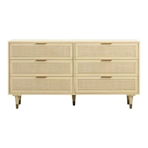 TOV Furniture Sierra 31&quotH 6-Drawer Modern Wood Dresser in Buttermilk Cream