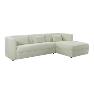 TOV Furniture Callie 29.5&quotH RAF Velvet Upholstered/Wood Sectional in Cream