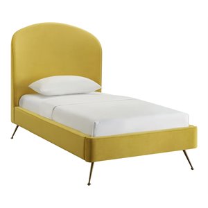 tov furniture vivi modern velvet upholstered bed in burnt gold