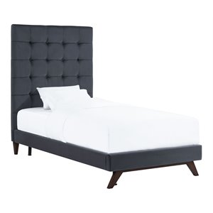 tov furniture eden transitional velvet upholstered bed in gray