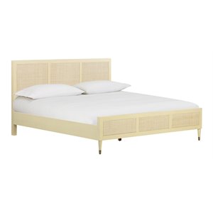 TOV Furniture Sierra 47.2&quotH Modern Rubberwood Queen Bed in Buttermilk Cream
