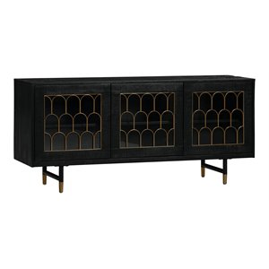 tov furniture gatsby transitional acacia wood buffet in black/antique brass