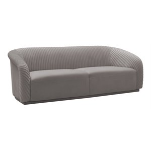 TOV Furniture Yara 31.3&quotH Transitional Velvet Upholstered Sofa in Pleated Gray