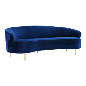 TOV Furniture Baila 33&quotH Transitional Velvet and Pine Wood Sofa in Navy/Gold