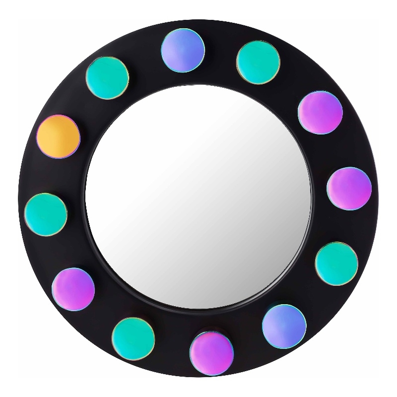 TOV Furniture Rockstar Black Round Metal Mirror