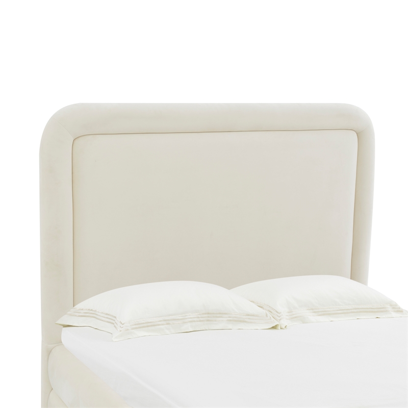 TOV Furniture Briella Cream Velvet Upholstered Bed in King