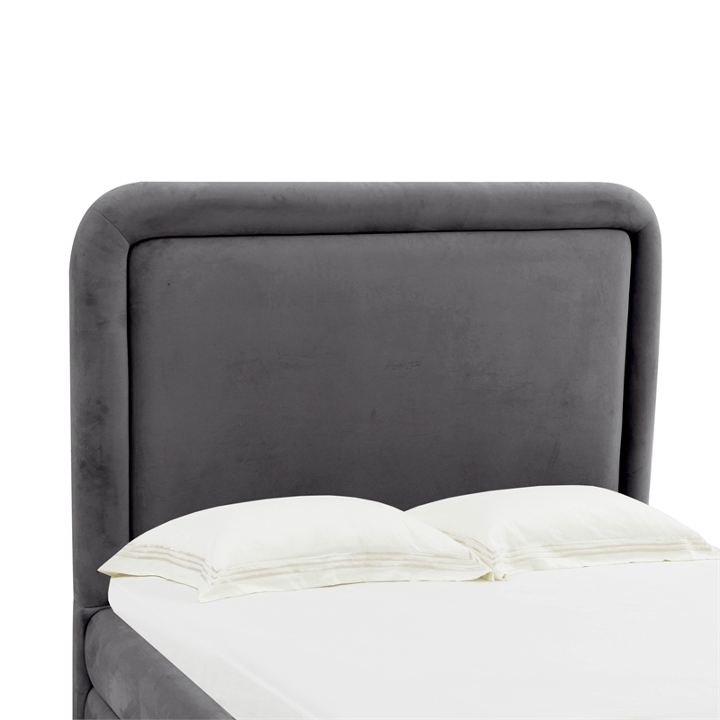 TOV Furniture Briella Dark Grey Velvet Upholstered Bed in Full