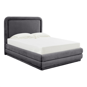 tov furniture briella dark grey velvet upholstered bed in queen