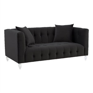 tov furniture bea black upholstered velvet loveseat