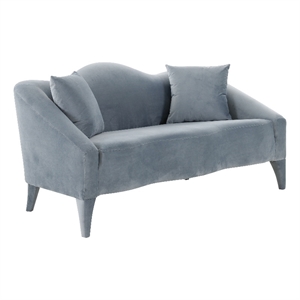 tov furniture naya sea blue velvet upholstered loveseat